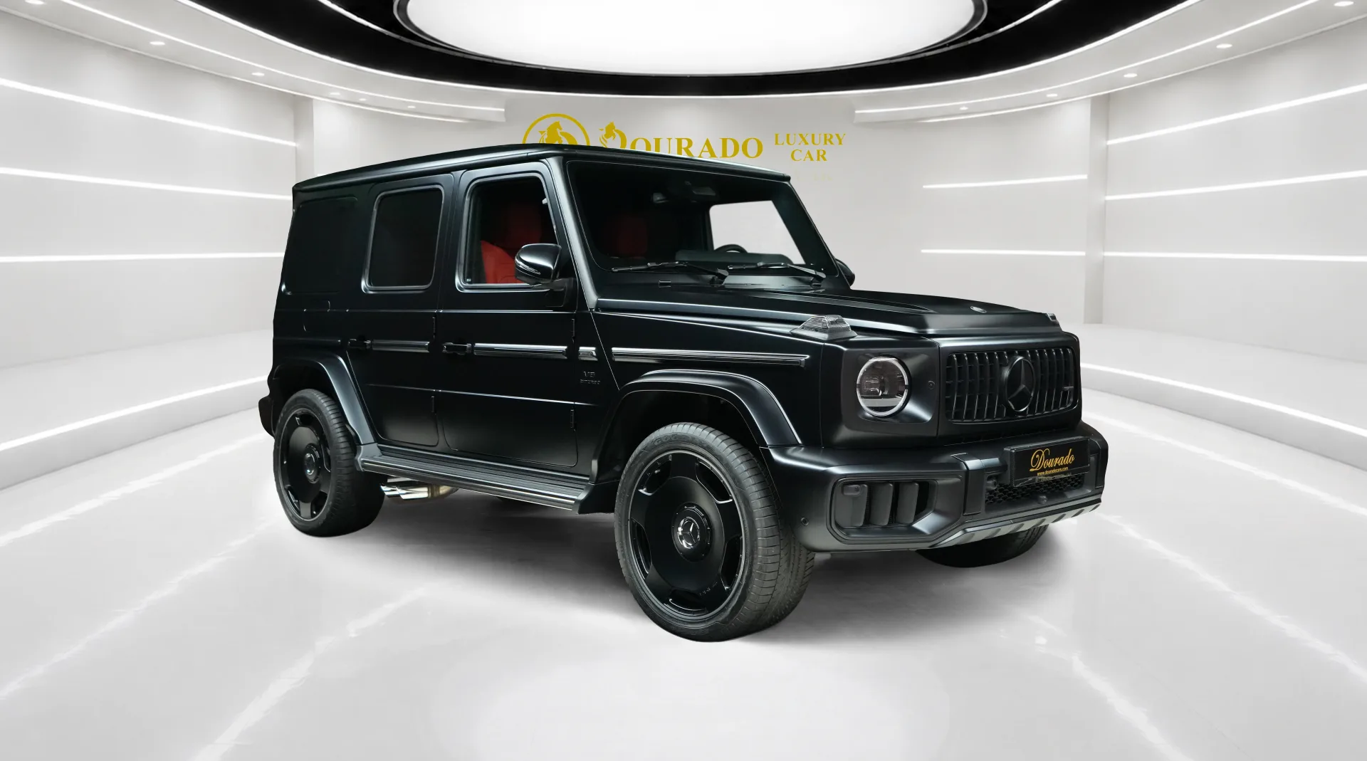 Get the Mercedes-Benz G63 AMG in Magno Black with a distinctive Red interior and powerful V8 engine.