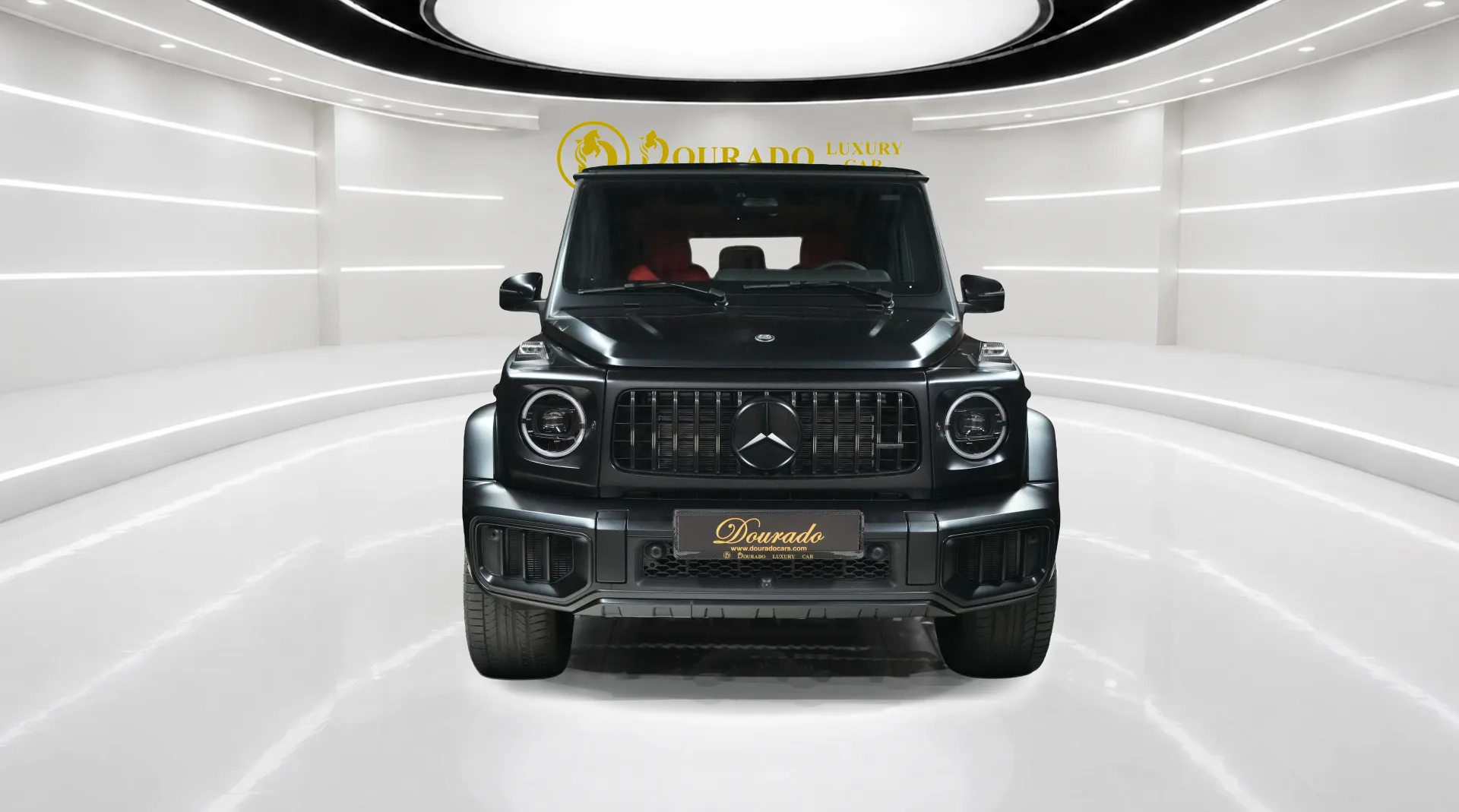 Discover the Mercedes-Benz G63 AMG | Magno Black, equipped with a 577 HP V8 engine and Red interior.