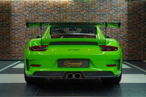 Porsche 911 GT3 RS in Green Super Car Dealership in Dubai