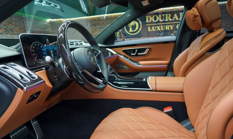Mercedes S 580 4MATIC Interior Brown Luxury Car Dealership in UAE