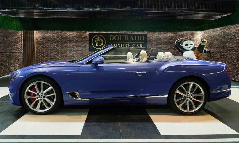 Bentley Continental GT Convertible blue Luxury Car Dealership in Dubai