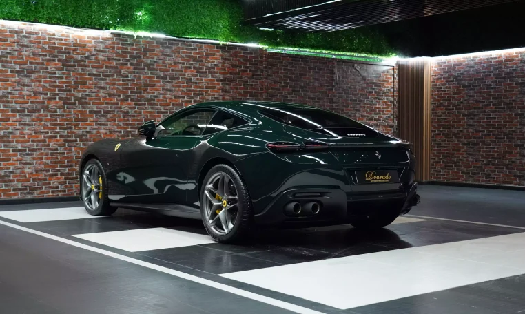 Ferrari Roma 2023 in Verde British Racing Exotic Car Dealership in Dubai