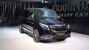 Maybach V Class Long Wheelbase in Obsidian Black & Interior Tiffany Blue for sale Dubai