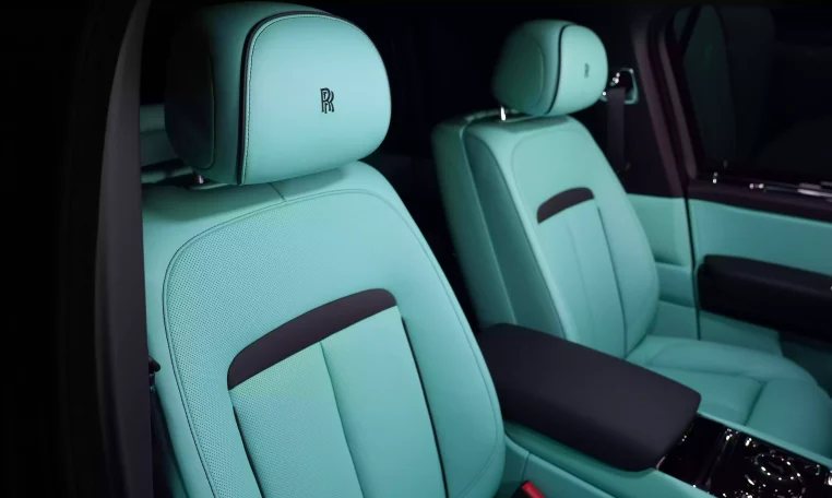 Rolls Royce Cullinan Onyx Concept in Diamond Black & Interior Mint Green Exotic Car Dealership in Dubai